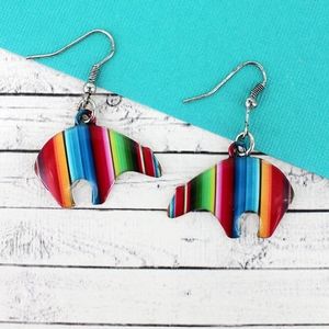 Serape Cali Bear Earrings free spirit South Western People metal earrings NWT